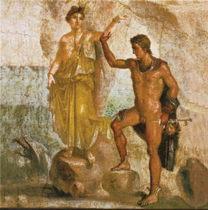 Andrômeda e Perseus. Mural de Pompéia.