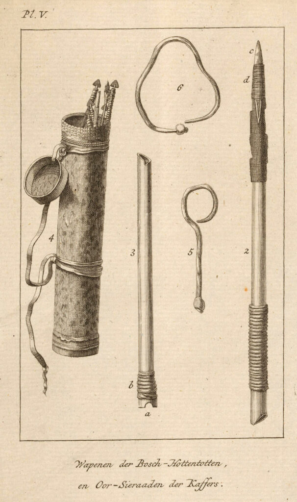 Instrumentos e peças de caçada.