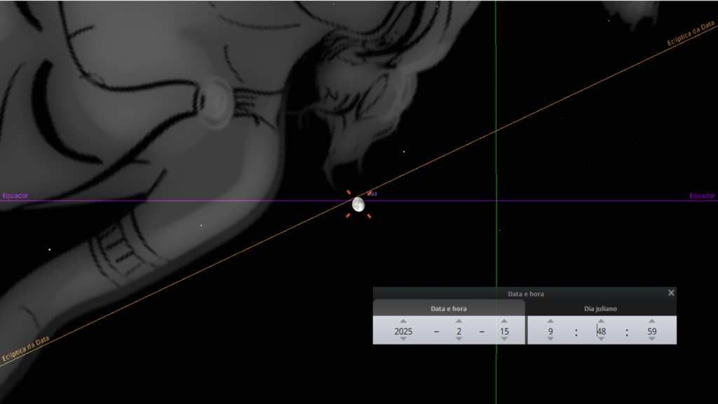 15/02: A Lua bem perto do Ponto de Equinócio do Outono.