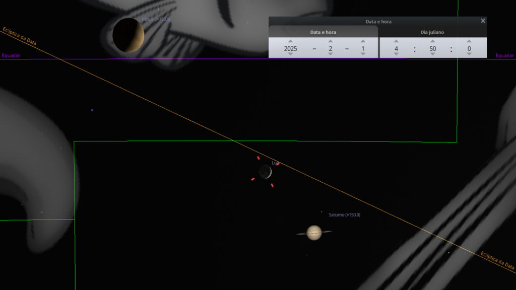 01/02: Lua, Vênus e Saturno, um encontro secreto durante o dia e a noite.