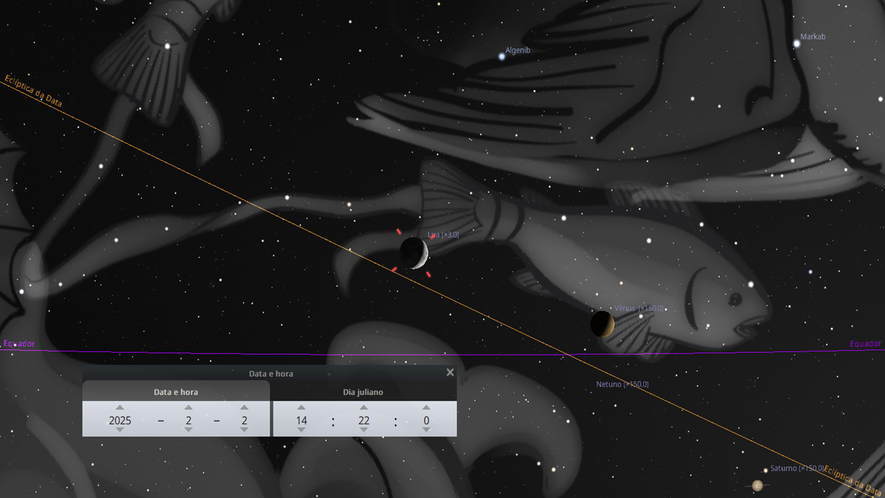 02/02: A Lua, agora, está na cauda do primeiro peixe.